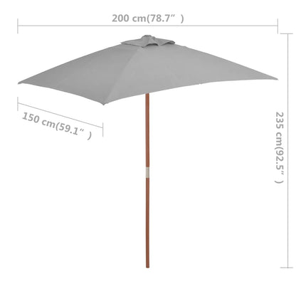 Parasol met houten paal 150x200 cm antraciet
