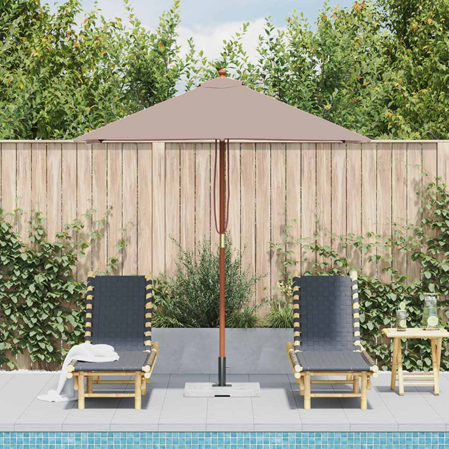 Parasol met houten paal 150x200 cm taupe