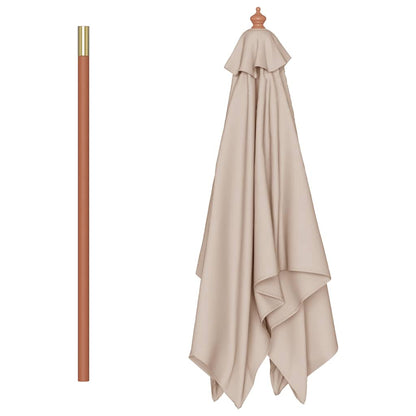 Parasol met houten paal 150x200 cm taupe