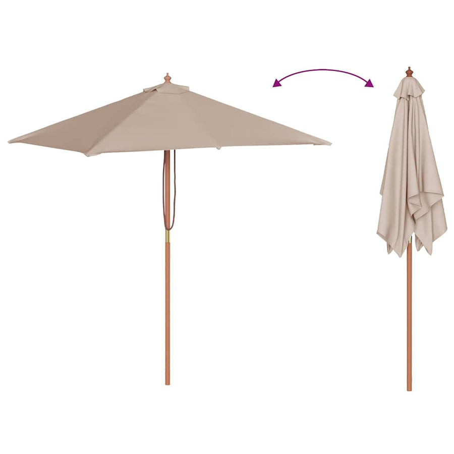 Parasol met houten paal 150x200 cm taupe