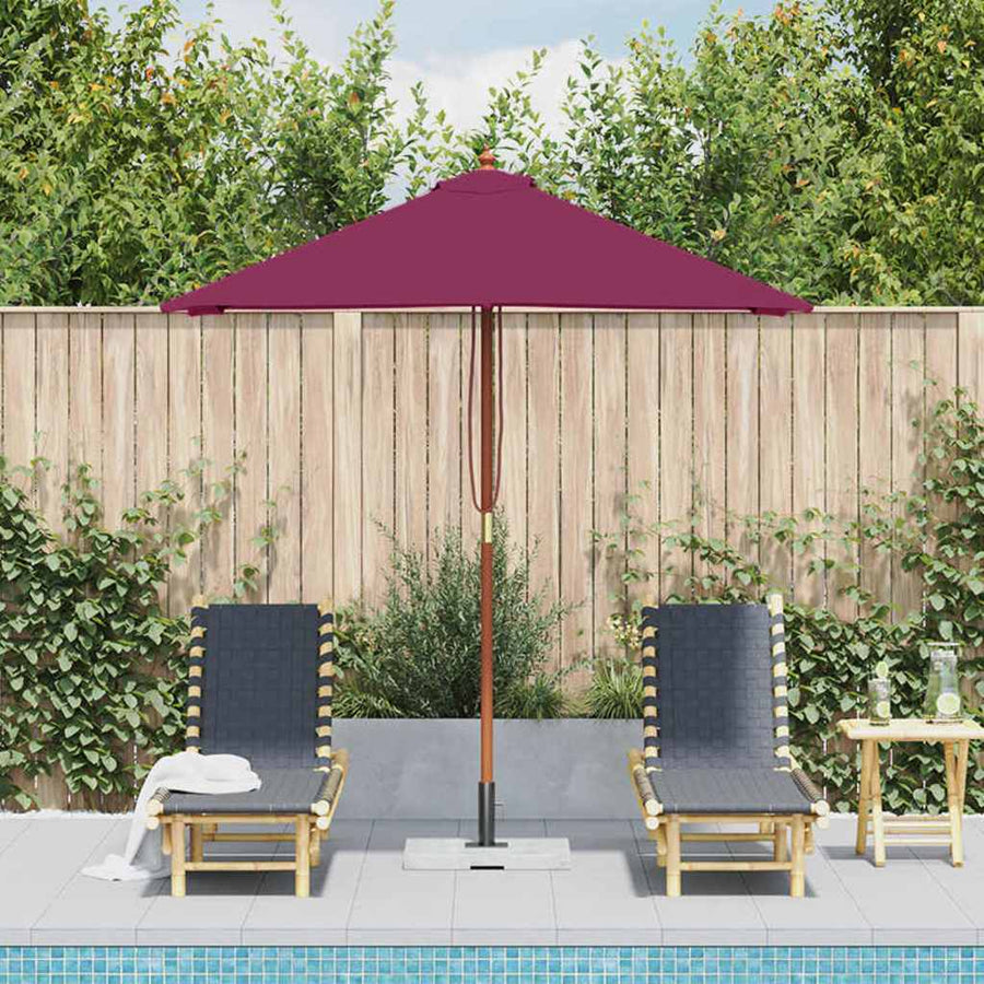 Parasol met houten paal 150x200 cm bordeauxrood