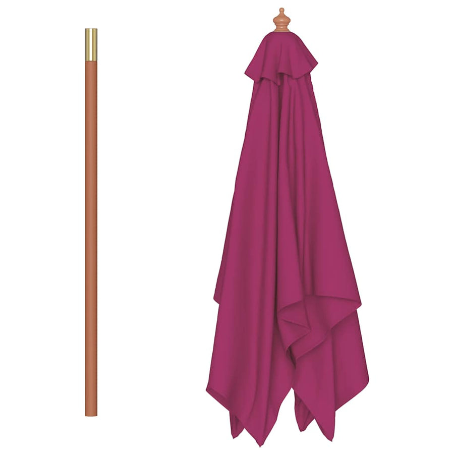 Parasol met houten paal 150x200 cm bordeauxrood
