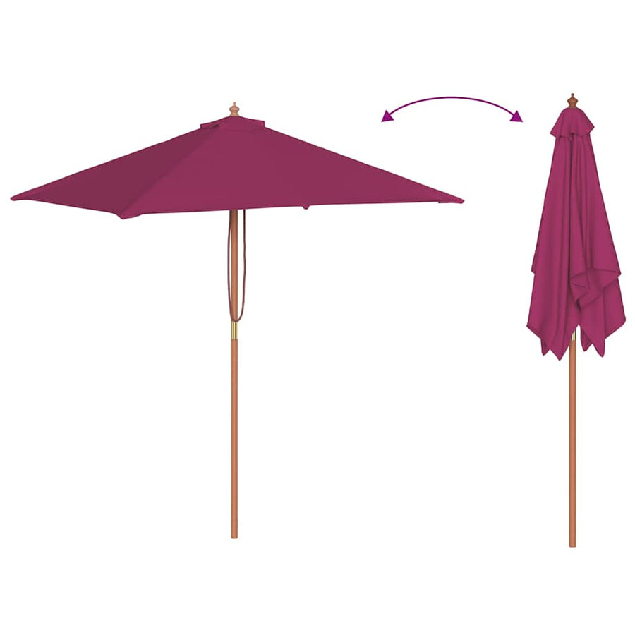 Parasol met houten paal 150x200 cm bordeauxrood