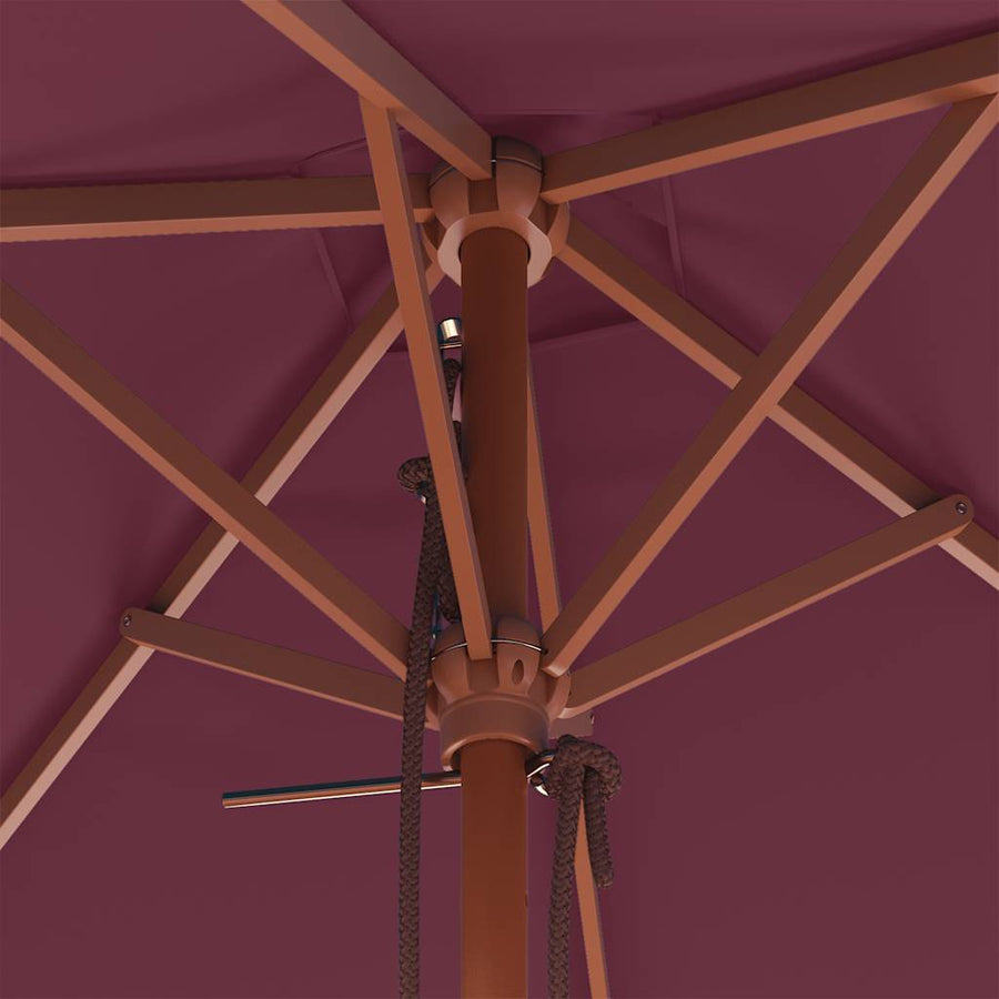 Parasol met houten paal 150x200 cm bordeauxrood