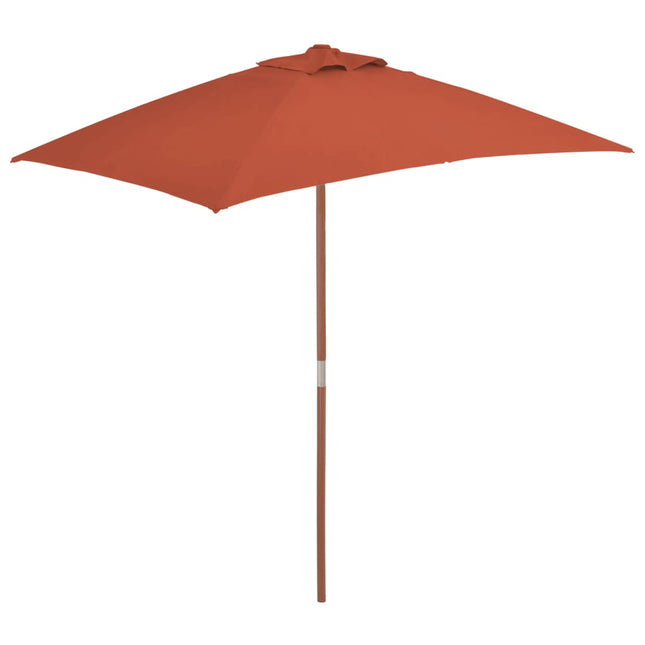 Parasol Met Houten Paal 150X200 Cm Kleurig Terracotta