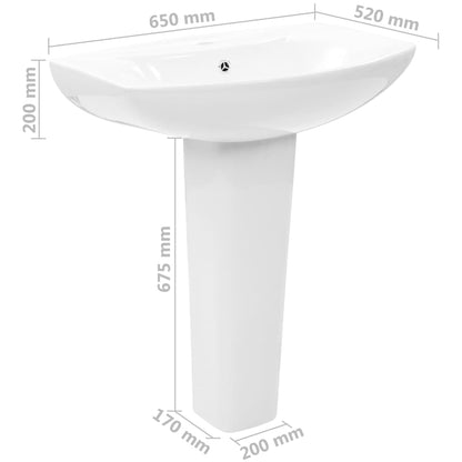 Wastafel Op Voet Vrijstaand 650X520X200 Mm Keramiek Wit