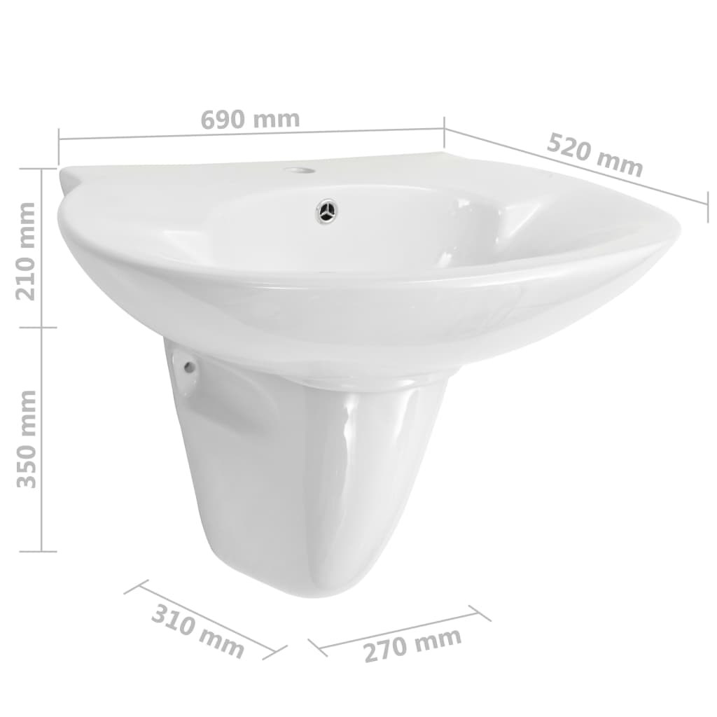 Wasbak Wandgemonteerd 690X520X210 Mm Keramiek Wit