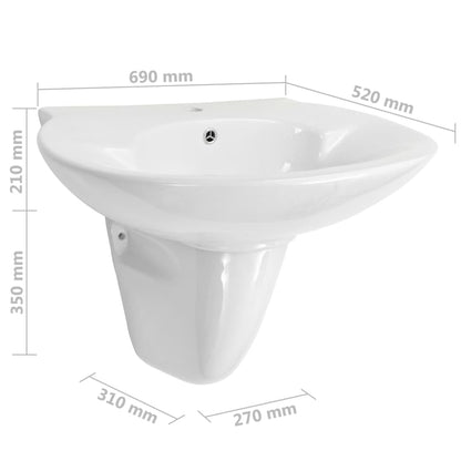 Wasbak Wandgemonteerd 690X520X210 Mm Keramiek Wit