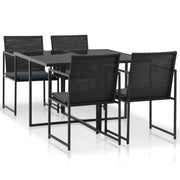 Tuinset 5-delig poly rattan zwart