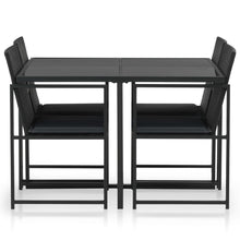 5-delige Tuinset met kussens poly rattan zwart