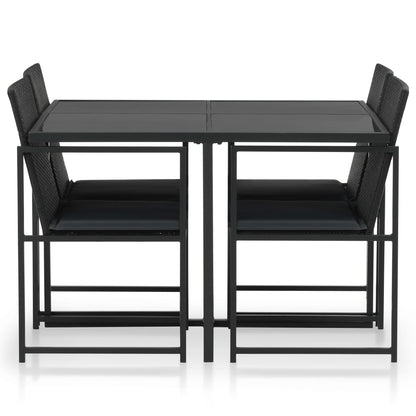 5-delige Tuinset met kussens poly rattan zwart