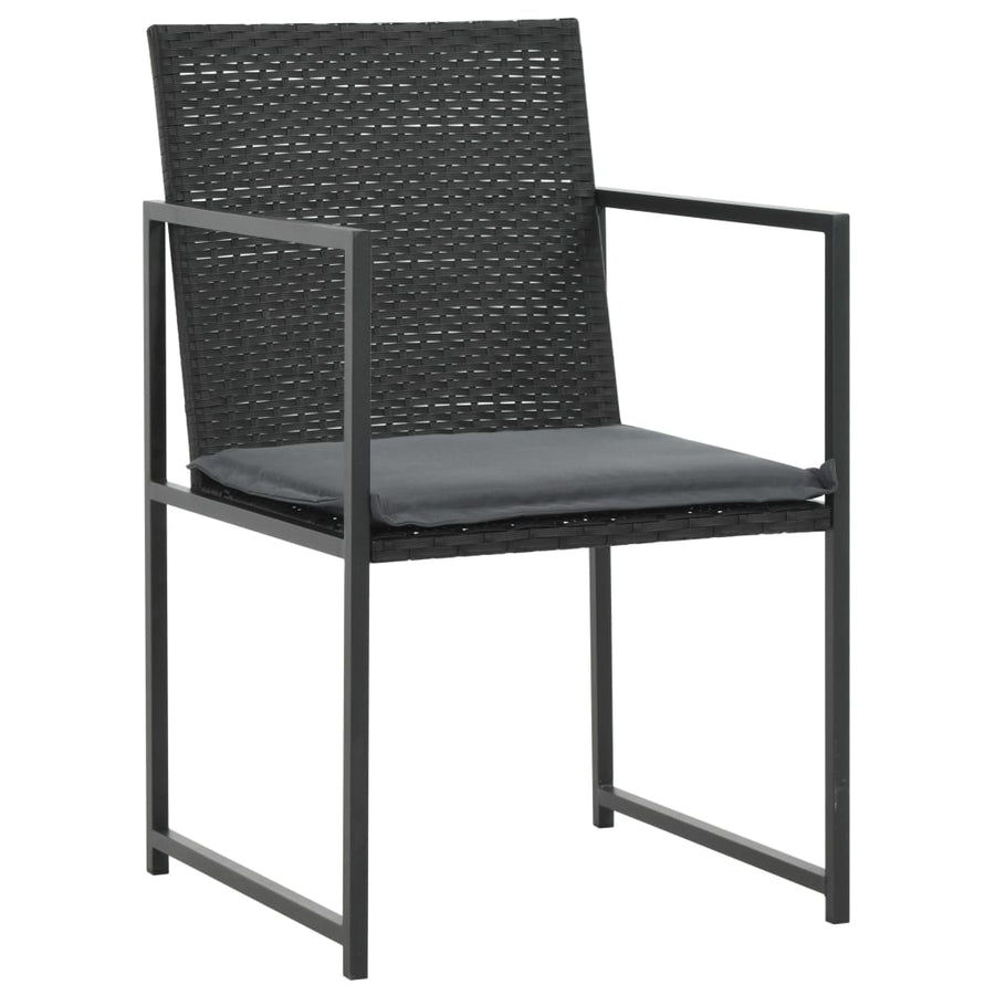 5-delige Tuinset met kussens poly rattan zwart
