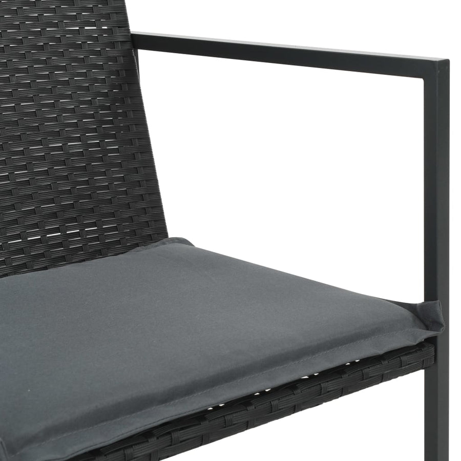 5-delige Tuinset met kussens poly rattan zwart