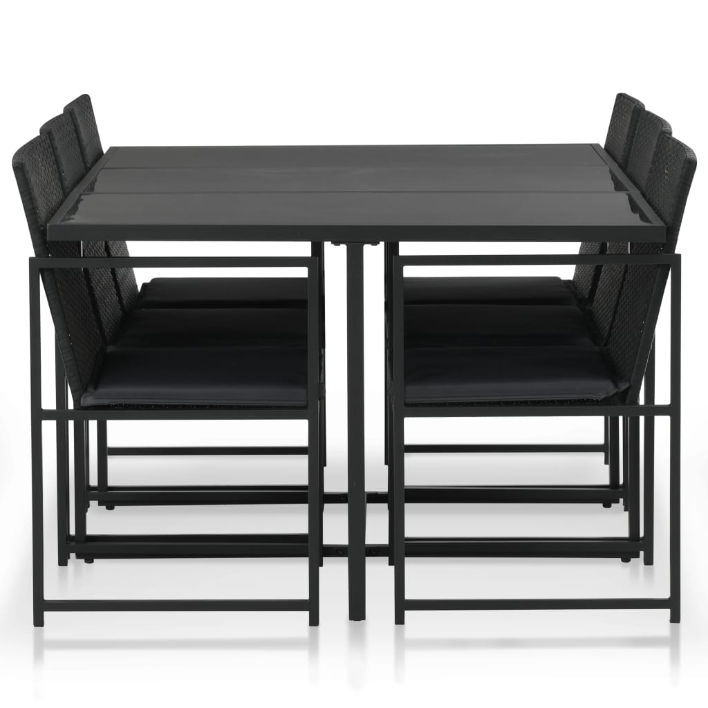 -Delige Tuinset Met Kussens Poly Rattan 7 Zwart