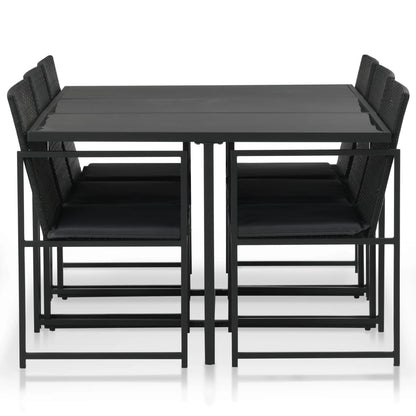 -Delige Tuinset Met Kussens Poly Rattan 7 Zwart