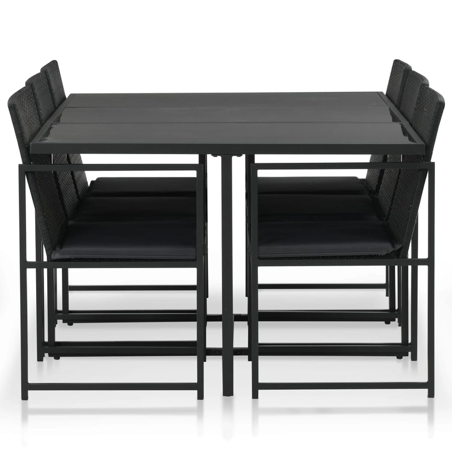 -Delige Tuinset Met Kussens Poly Rattan 7 Zwart