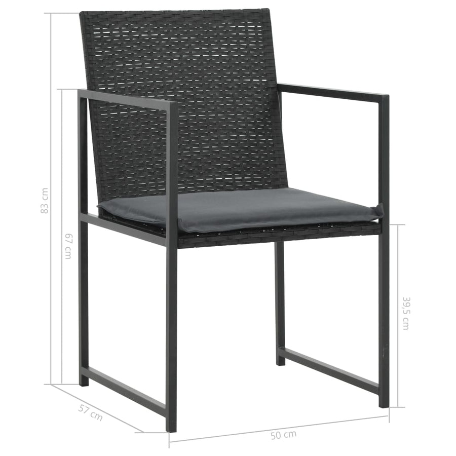 -Delige Tuinset Met Kussens Poly Rattan 7 Zwart