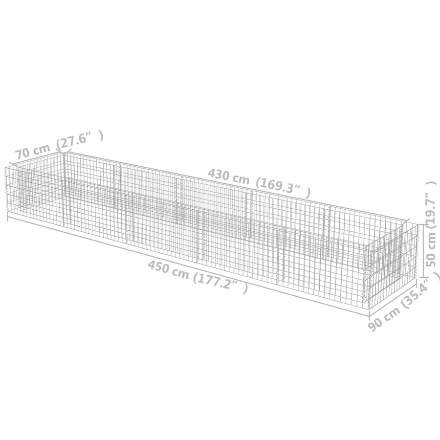 Gabion Plantenbak Verhoogd Gegalvaniseerd Staal 450 x 90 x 50 cm
