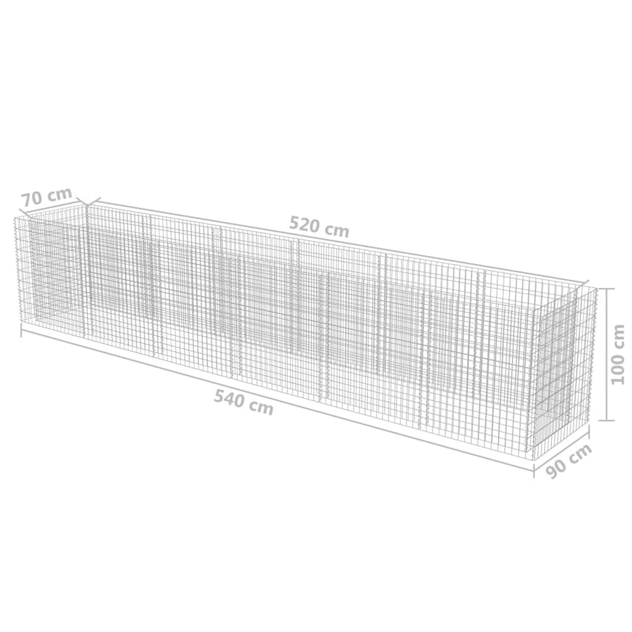Gabion Plantenbak Verhoogd Gegalvaniseerd Staal 540 x 90 x 100 cm
