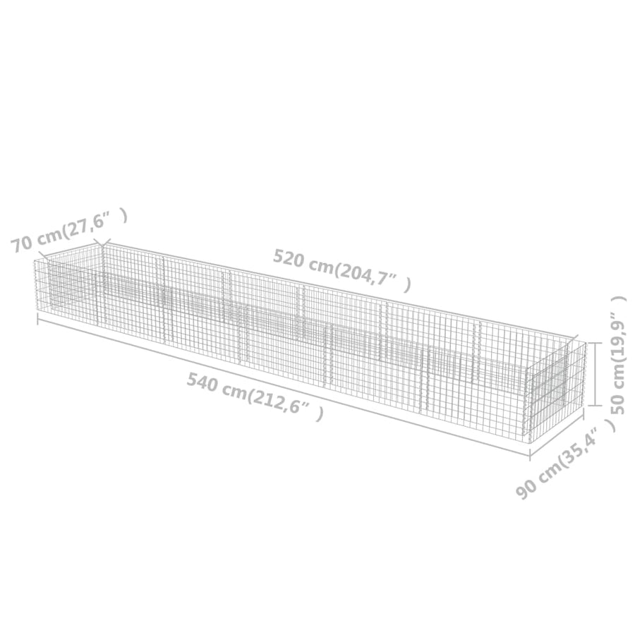 Gabion Plantenbak Verhoogd Gegalvaniseerd Staal 540 x 90 x 50 cm