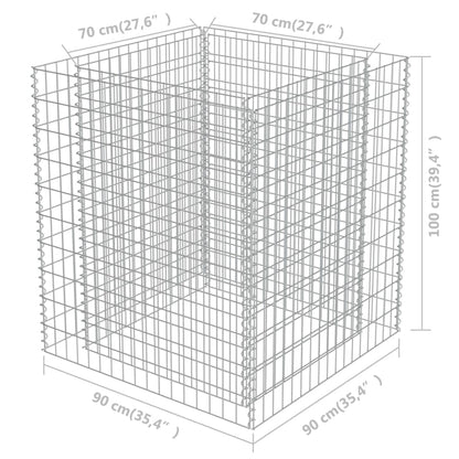 Gabion Plantenbak Verhoogd Gegalvaniseerd Staal 90 x 90 x 100 cm
