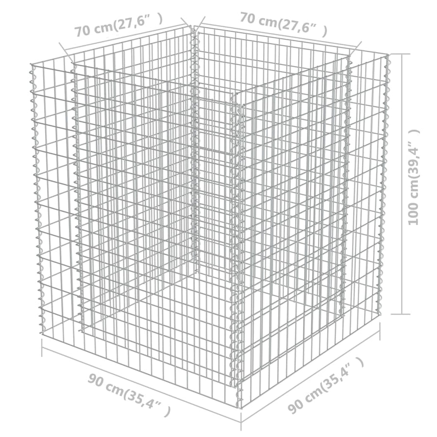 Gabion Plantenbak Verhoogd Gegalvaniseerd Staal 90 x 90 x 100 cm