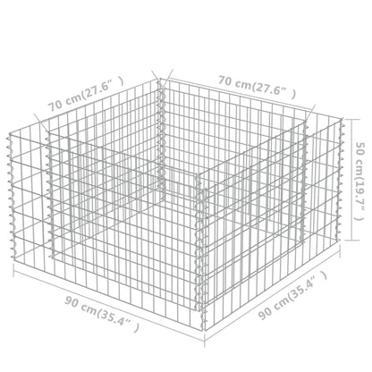 Gabion Plantenbak Verhoogd Gegalvaniseerd Staal 90 x 90 x 50 cm