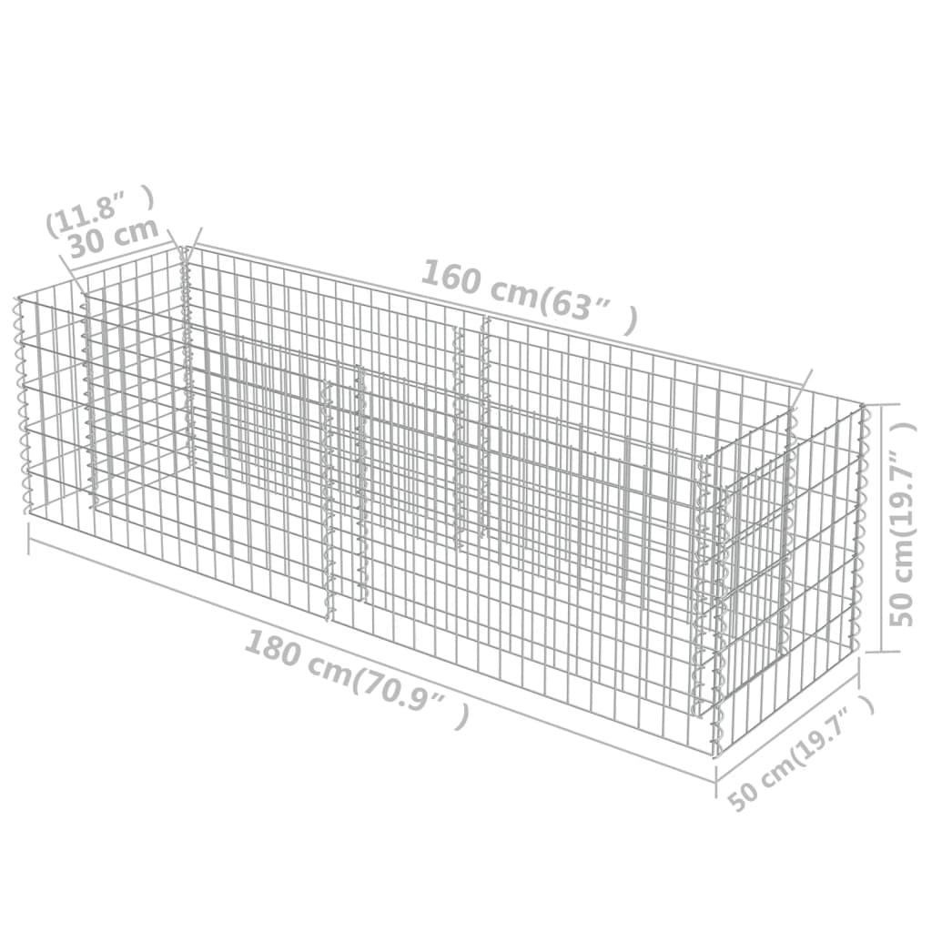 Gabion Plantenbak Verhoogd Gegalvaniseerd Staal 180 x 50 x 50 cm
