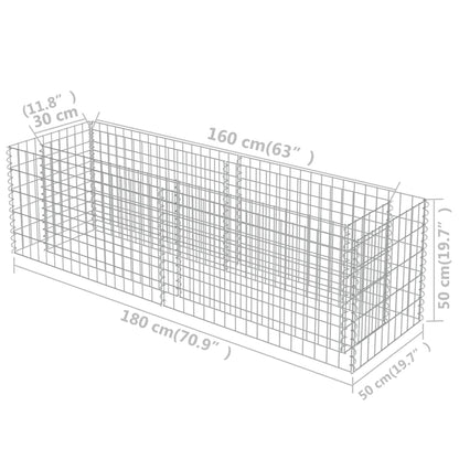 Gabion Plantenbak Verhoogd Gegalvaniseerd Staal 180 x 50 x 50 cm