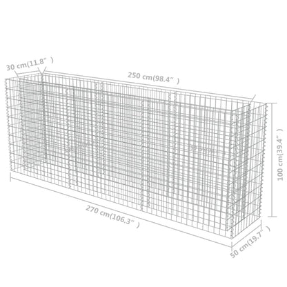 Gabion Plantenbak Verhoogd Gegalvaniseerd Staal 270 x 50 x 100 cm