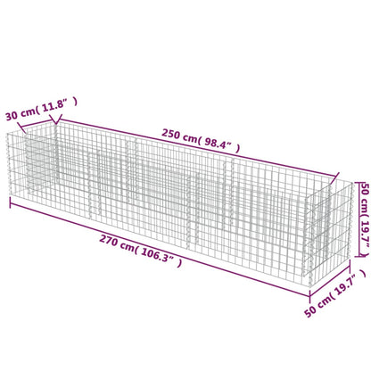 Gabion Plantenbak Verhoogd Gegalvaniseerd Staal 270 x 50 x 50 cm