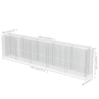 Gabion Plantenbak Verhoogd Gegalvaniseerd Staal 450 x 50 x 100 cm