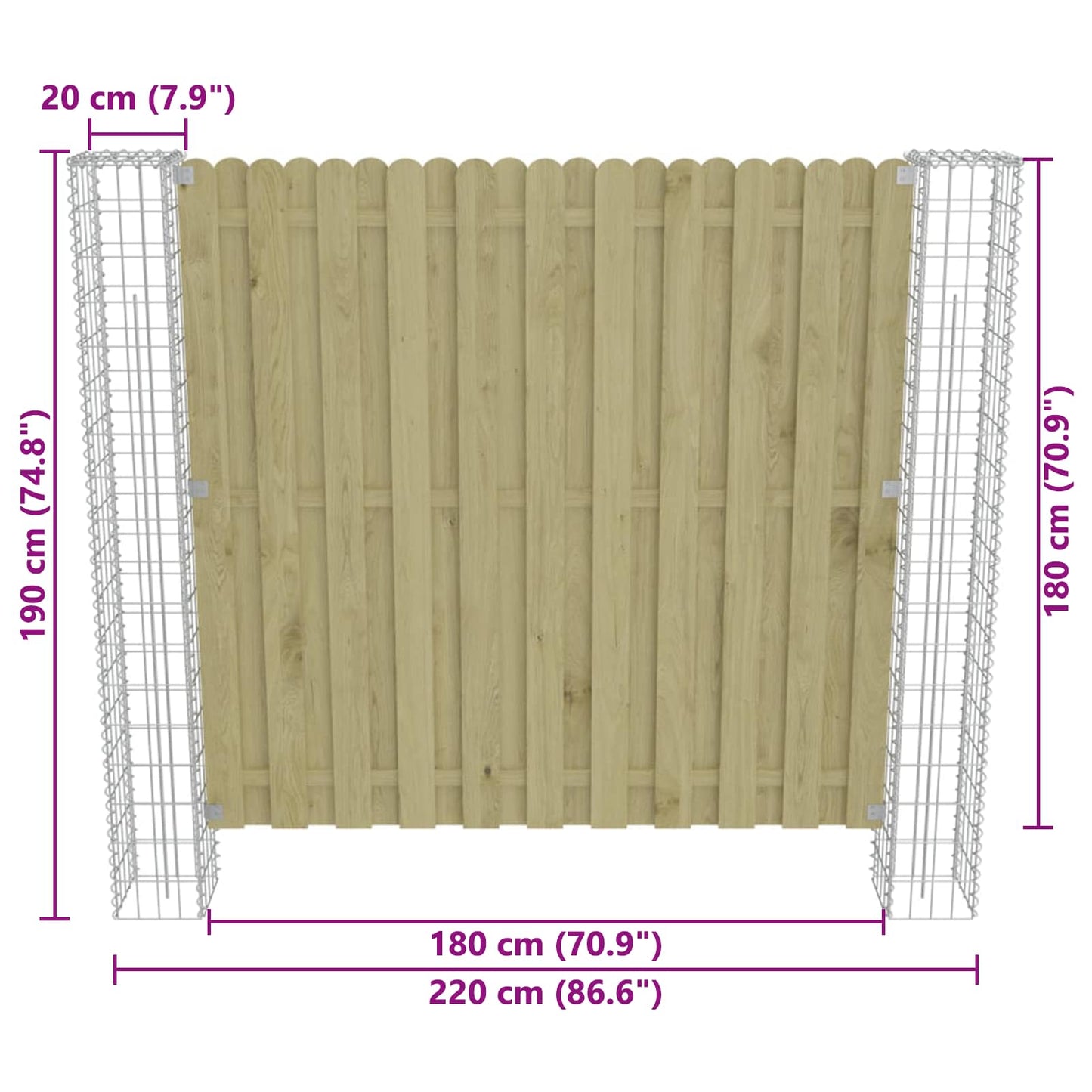 Afrasteringspaal 2 pcs Zilver 20 x 20 x 190 cm Metaal