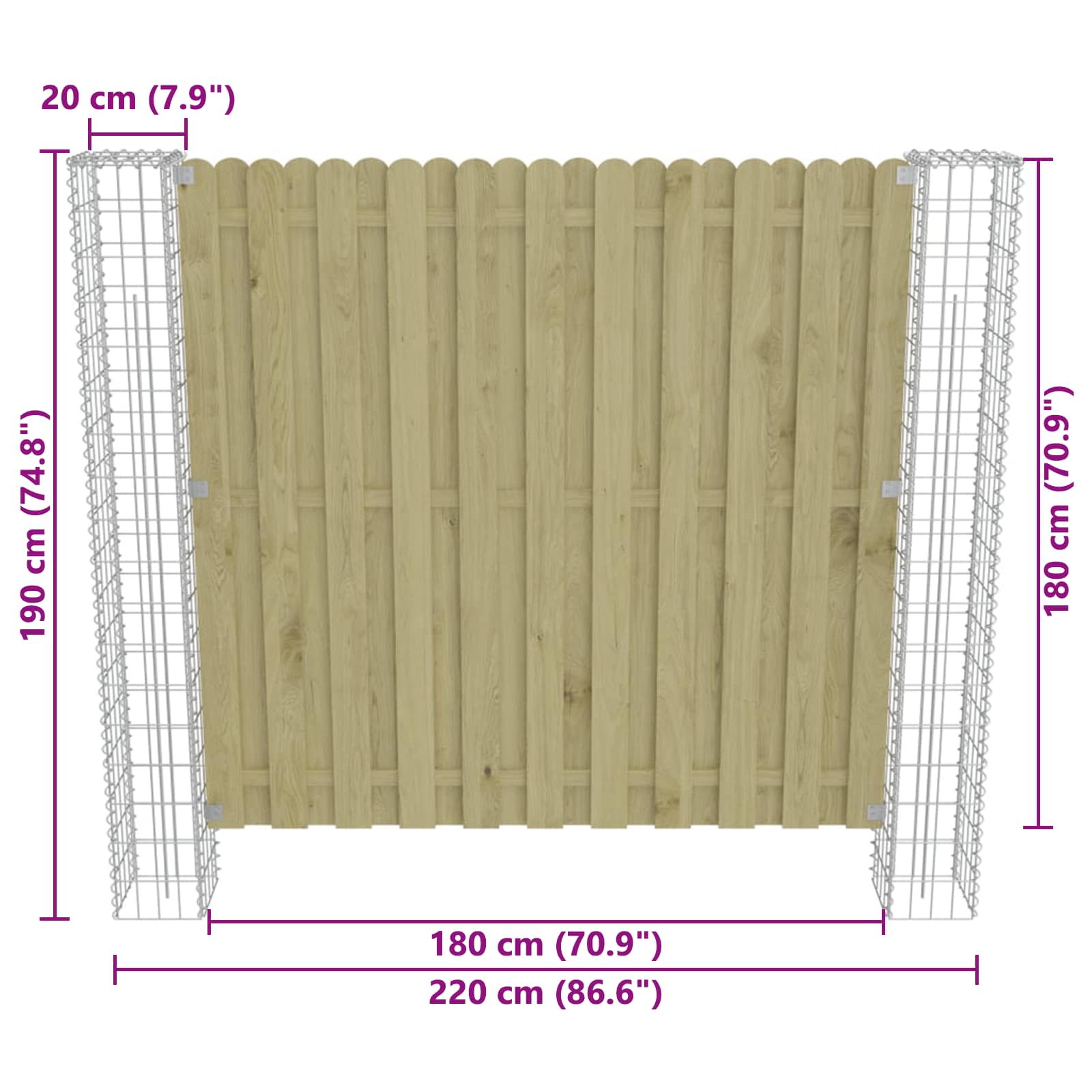 Afrasteringspaal 2 pcs Zilver 20 x 20 x 190 cm Metaal