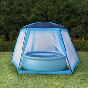 Zwembadtent 660x580x250 cm blauw polyester