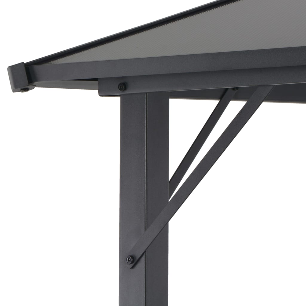 Prieel Met Dak Aluminium Zwart 3 x 3 m