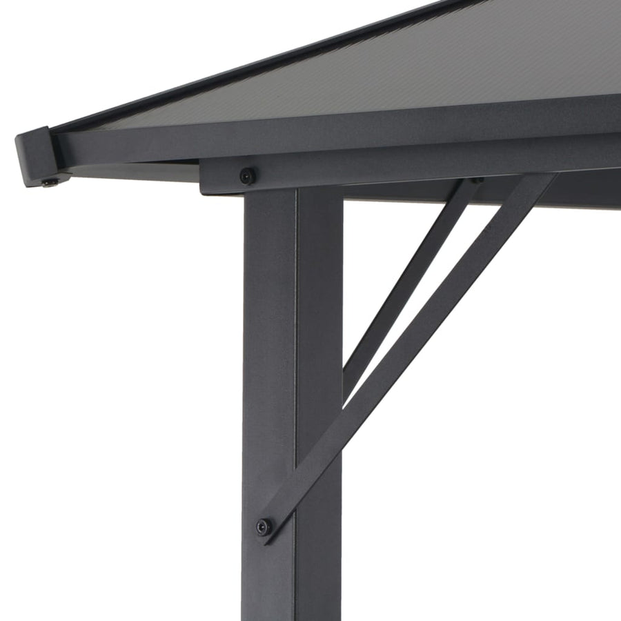 Prieel Met Dak Aluminium Zwart 3 x 3 m