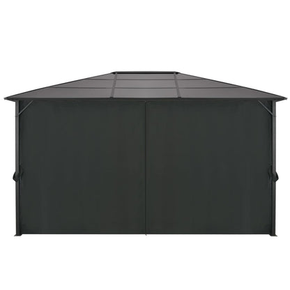 Prieel Met Gordijn 4X3X2,6 Cm Aluminium Zwart 4 x 3 m