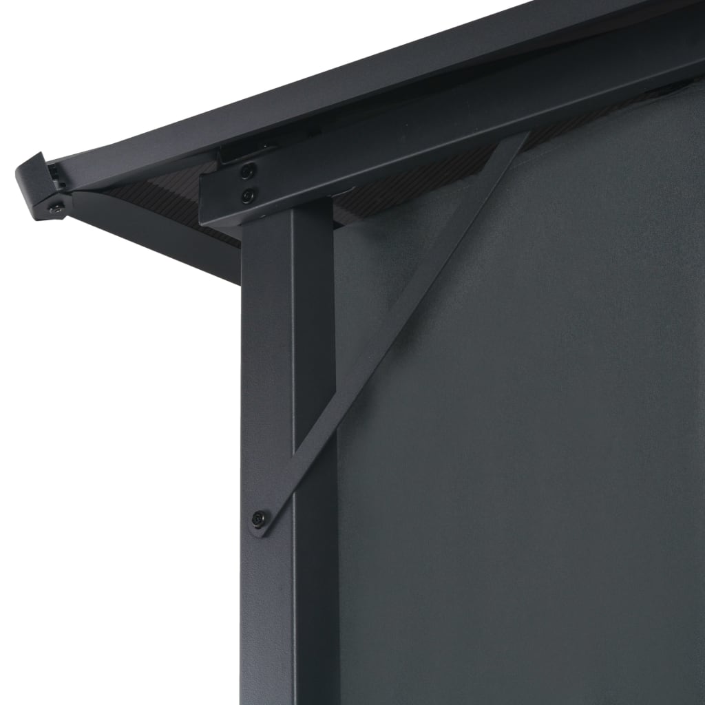 Prieel Met Gordijn 4X3X2,6 Cm Aluminium Zwart 4 x 3 m