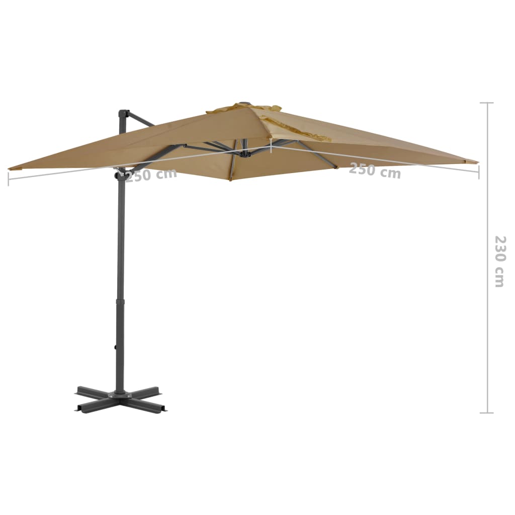 Zweefparasol Met Aluminium Paal 250 x 250 cm Taupe
