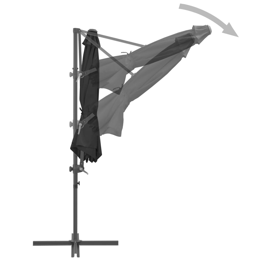 Zweefparasol Met Stalen Paal 300 Cm 300 x 255 cm Antraciet