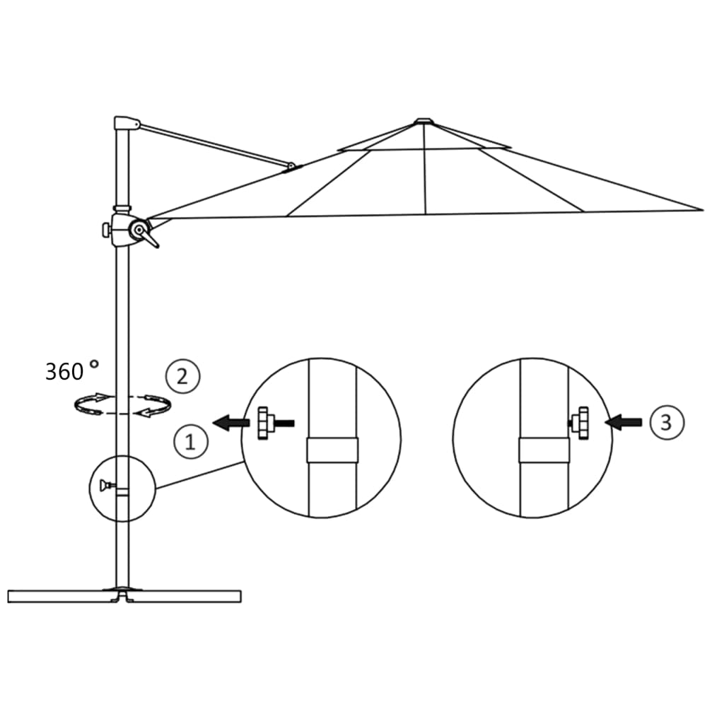 Zweefparasol Met Stalen Paal 300 Cm 300 x 255 cm Antraciet