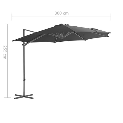 Zweefparasol Met Stalen Paal 300 Cm 300 x 255 cm Antraciet