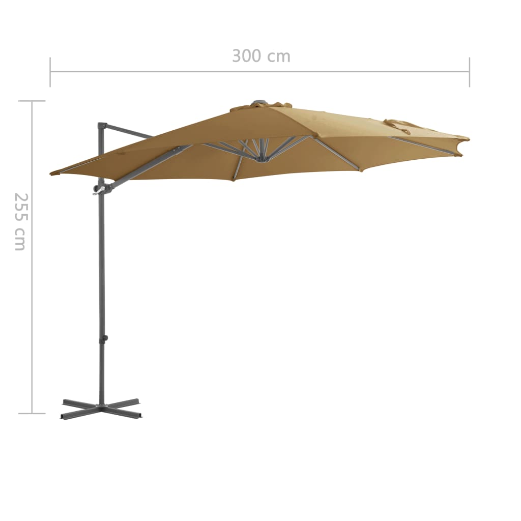 Zweefparasol Met Stalen Paal 300 Cm 300 x 255 cm Taupe