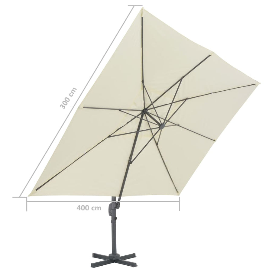 Zweefparasol Met Aluminium Paal 400X300 Cm Zandkleurig 400 x 300 cm