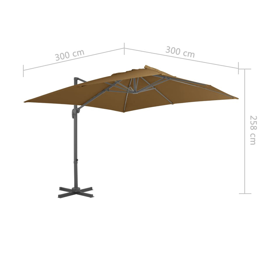 Zweefparasol Met Aluminium Paal 300 x 300 cm Taupe
