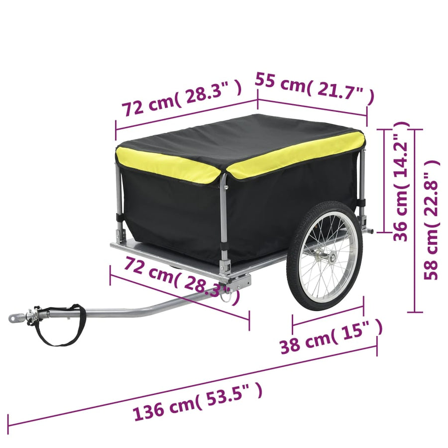 Fietstrailer 65 Kg Zwart en geel