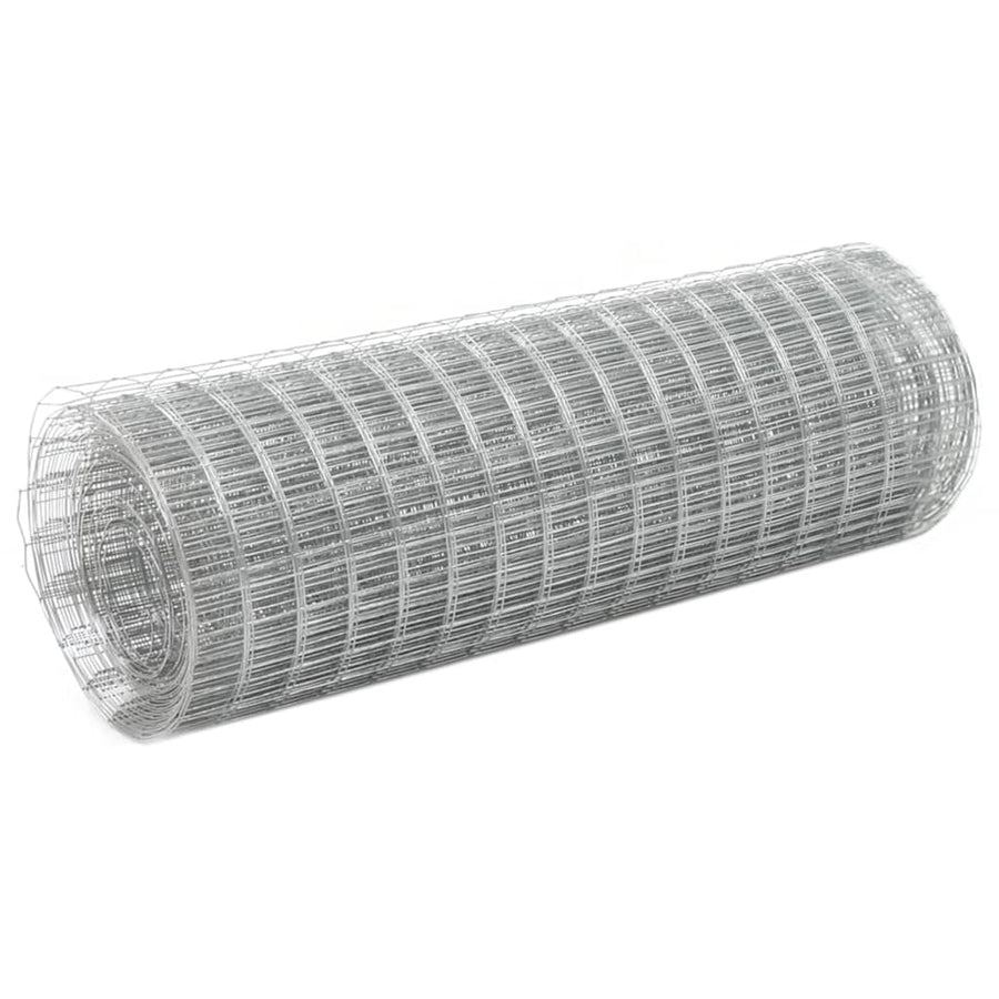 Kippengaas 10x0,5 m gegalvaniseerd staal zilverkleurig 25 x 25 mm 10 x 0.5 m