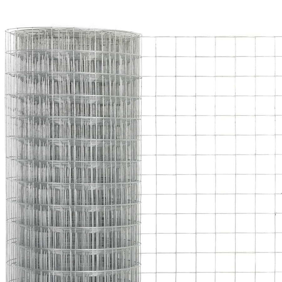 Kippengaas 10x0,5 m gegalvaniseerd staal zilverkleurig 25 x 25 mm 10 x 0.5 m