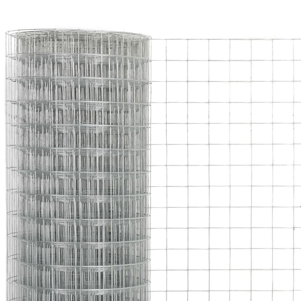Kippengaas 25x0,5 m gegalvaniseerd staal zilverkleurig 25 x 25 mm 25 x 0.5 m